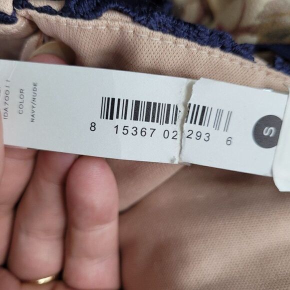 Aqua Bendita Lace Cami Midi Dress S Navy Spaghetti Fit Flare Ladder‎ Lace Bodice - Picture 11 of 13